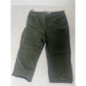 Coldwater Creek Womens Natural Fit Flat Front Cropped Pants Army Green Size 14